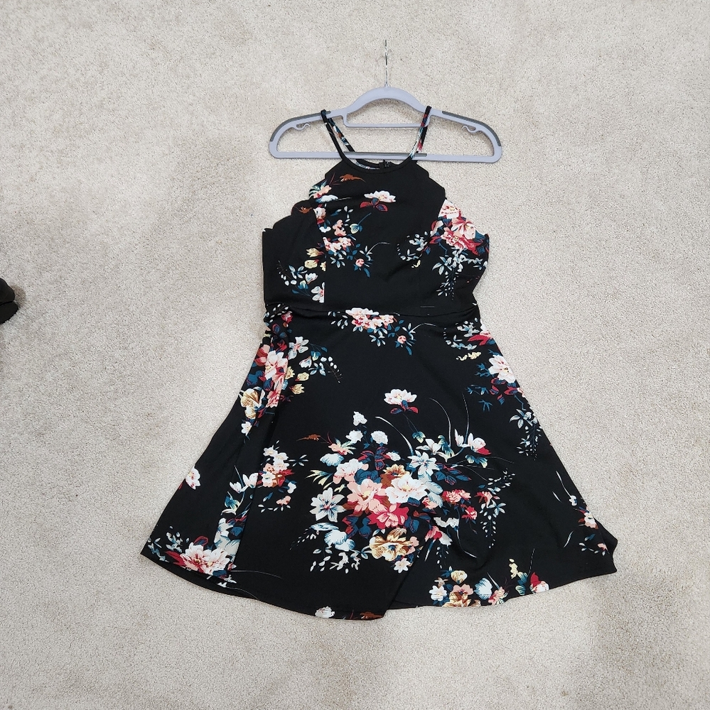 Romwe Casual Soft Black Floral Dress